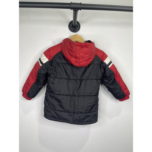 Youth Nike Jacket Small Red Trim Puffer Coat Quilted Insulated Full Zip Sz 6