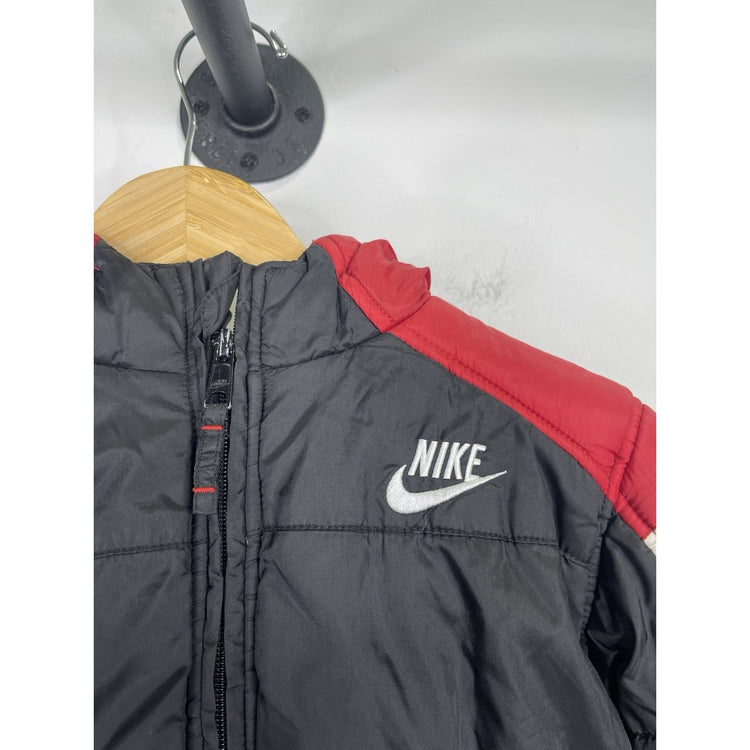 Youth Nike Jacket Small Red Trim Puffer Coat Quilted Insulated Full Zip Sz 6