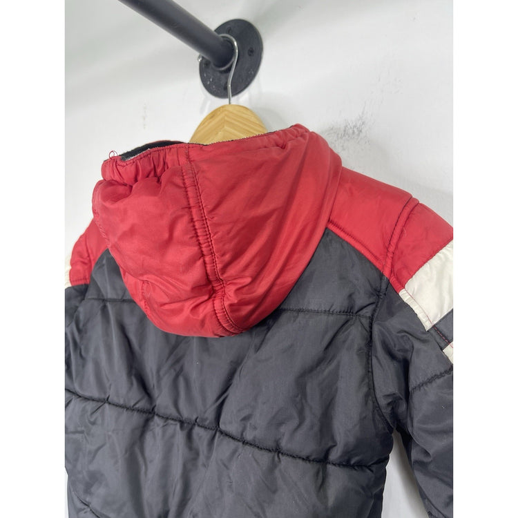 Youth Nike Jacket Small Red Trim Puffer Coat Quilted Insulated Full Zip Sz 6