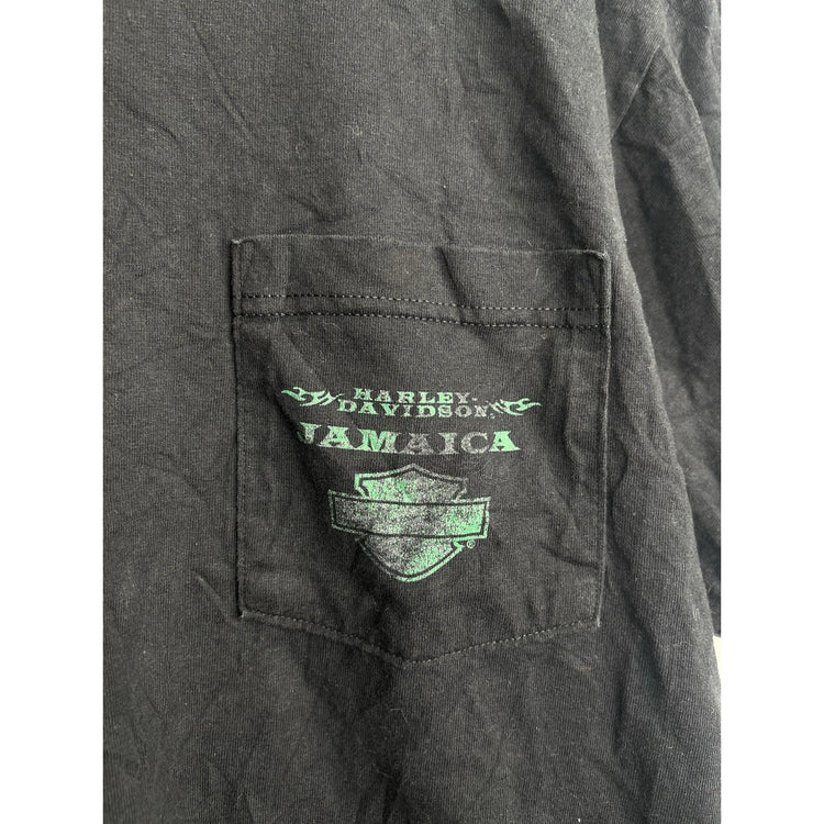 Harley Davidson Black T-Shirt Pirate Skull Jamaica Size L
