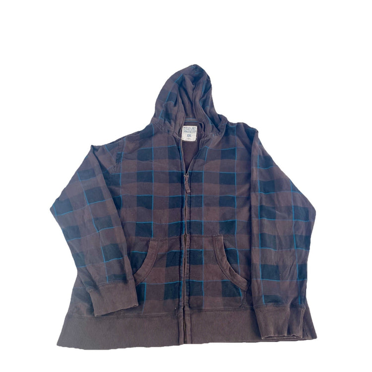 Men Mossimo Supply Co Athletic Fit Plaid Full-Zip Hoodie Size Xxl