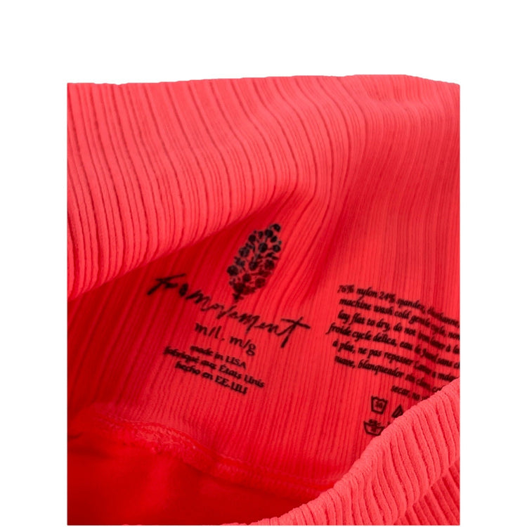 Womens Free People FP Movement Neon Coral Pink Ribbed Leggings Size M/L