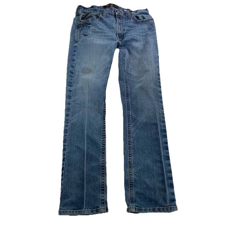 Mens Ariat REBAR Straight Leg Light Wash Blue Jeans Size 36x36