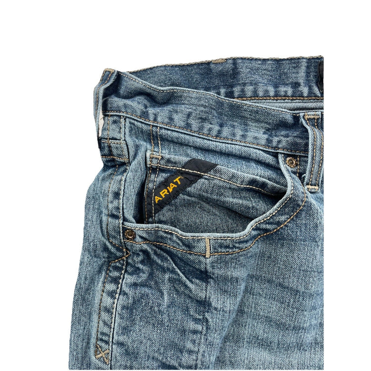 Mens Ariat REBAR Straight Leg Light Wash Blue Jeans Size 36x36