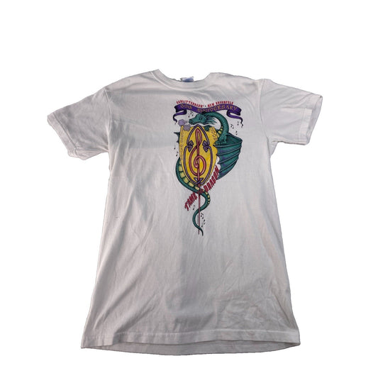 Mens Gildan Schlitterbahn 30th Anniversary Dragon White Graphic Tee Size S