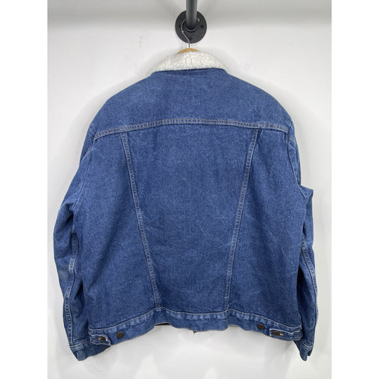 Vintage Wrangler Jacket Mens Size XL Blue Sherpa Lined Denim Trucker Western 90s