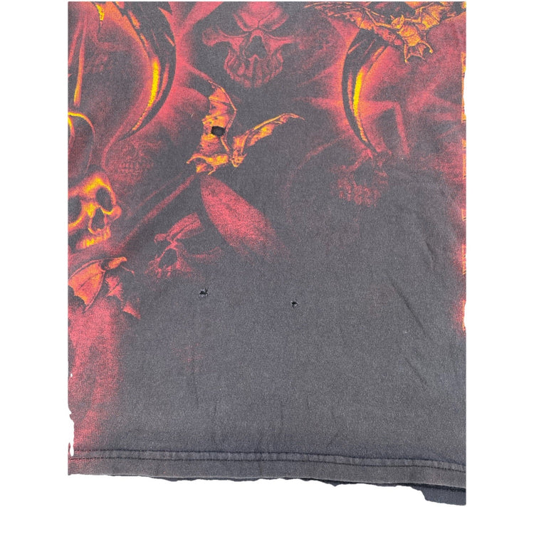Mens MMA Elite Skull Graphic All-Over Print T-Shirt Black Size Large