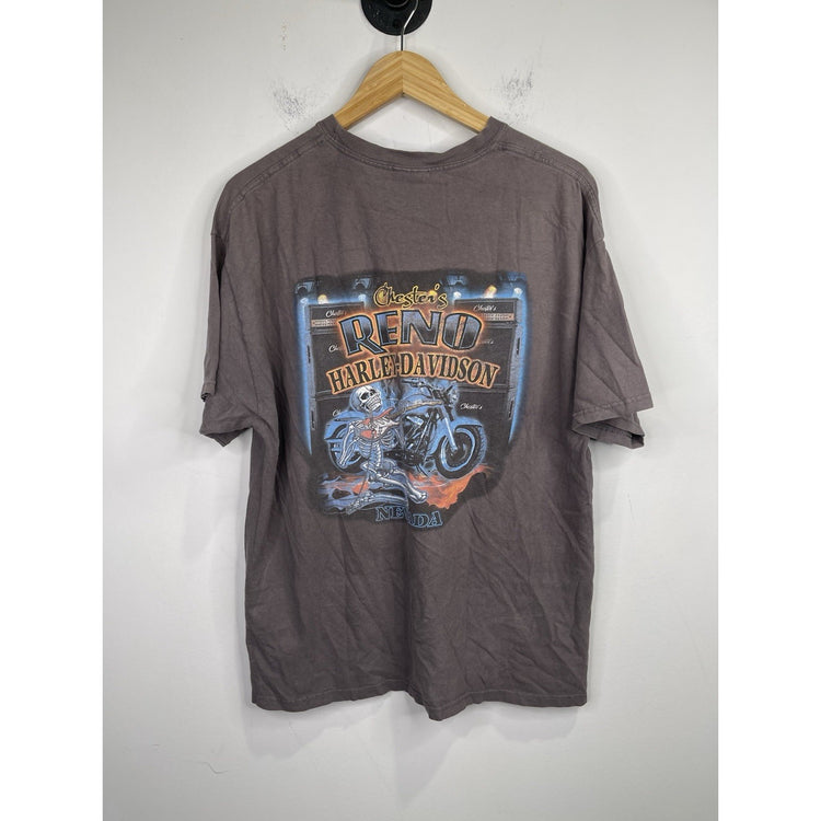 Men’s Vintage 2011 HD Harley Davidson Gray Double Sided Graphic T Shirt Sz M