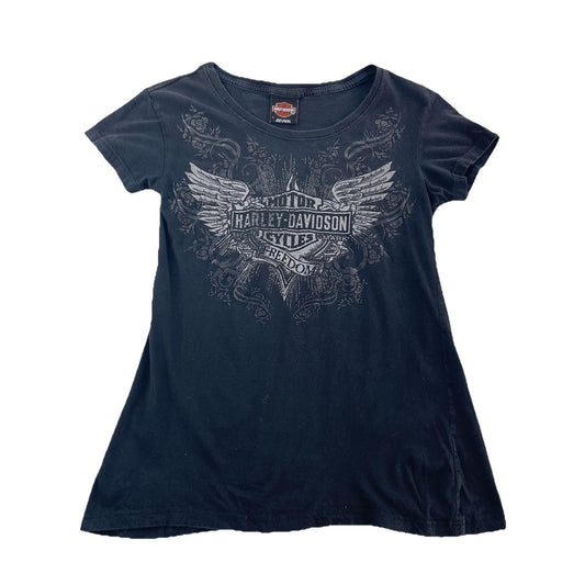 Womens Harley Davidson Slim Black Graphic Tee Size S