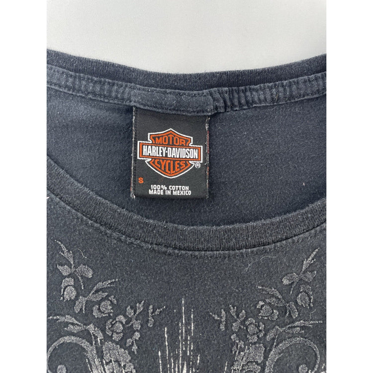 Womens Harley Davidson Slim Black Graphic Tee Size S