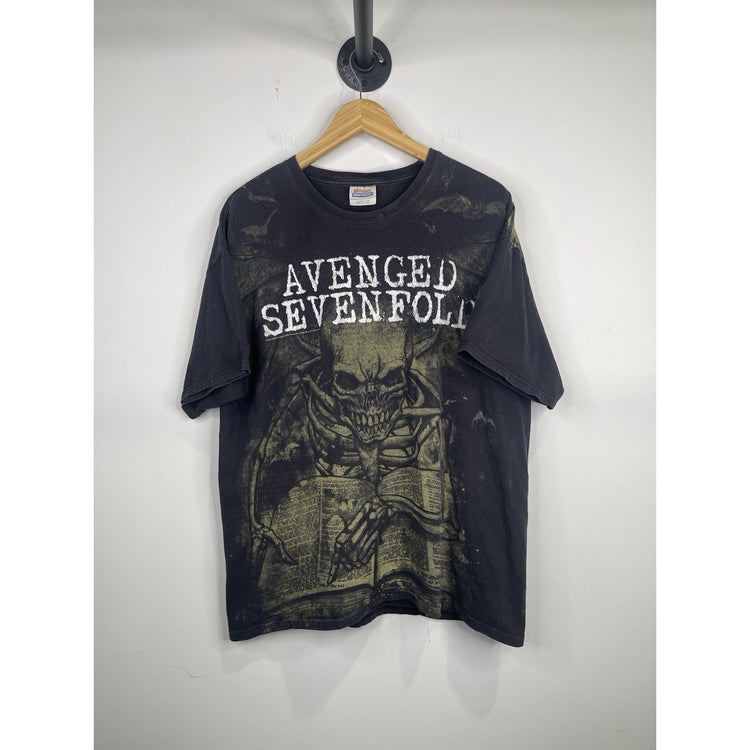 Men’s Vintage Avenged Sevenfold Skeleton All Over Print T Shirt Sz XL