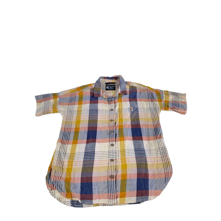 Mens Carhartt Button Up Plaid Short Sleeve Loose Fit Shirt Size S