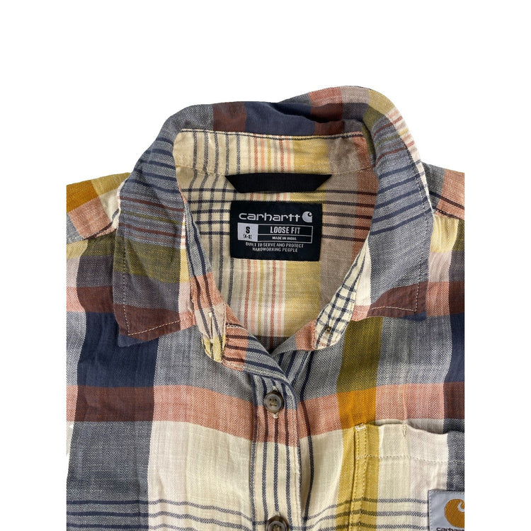 Mens Carhartt Button Up Plaid Short Sleeve Loose Fit Shirt Size S