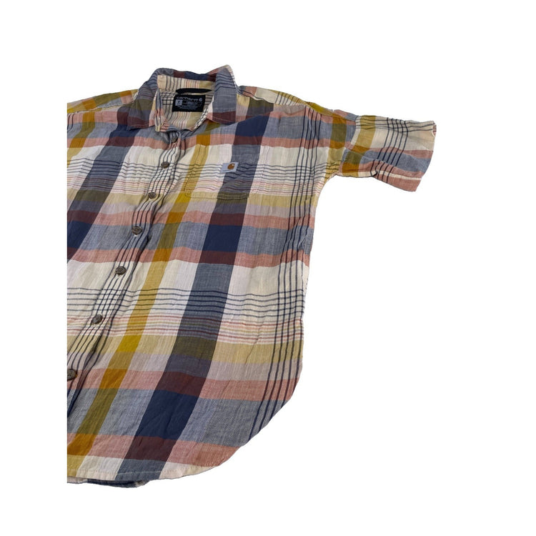 Mens Carhartt Button Up Plaid Short Sleeve Loose Fit Shirt Size S