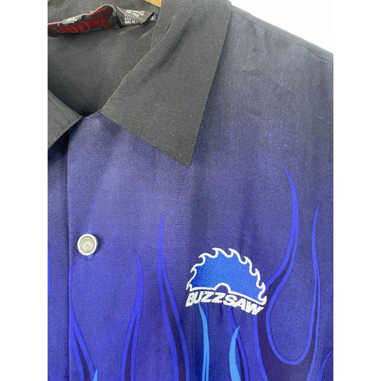 Men’s Vintage/Y2K  DRAGONFLY ROADHOUSE BUZZSAW Blue Button-down Shirt SzXL