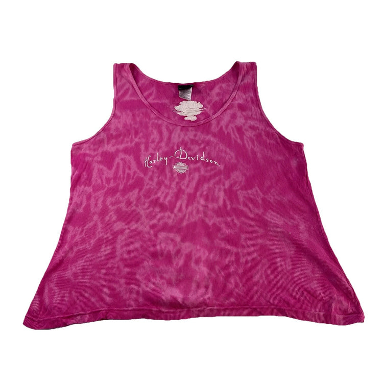 Womens Harley Davidson Pink Tie dye Oversized Tank Size XL