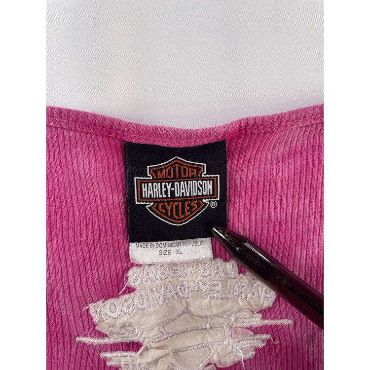 Womens Harley Davidson Pink Tie dye Oversized Tank Size XL