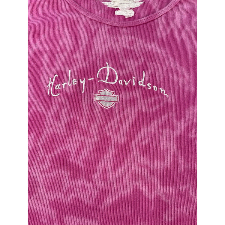 Womens Harley Davidson Pink Tie dye Oversized Tank Size XL