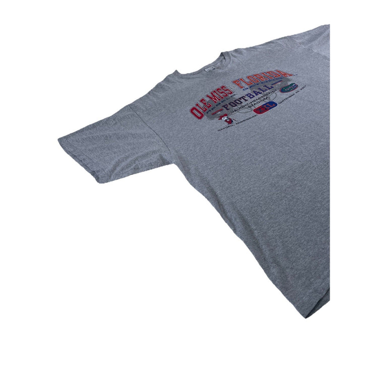 Mens Vintage 2007 Ole Miss vs Florida Gators Football T-Shirt Gray XXL