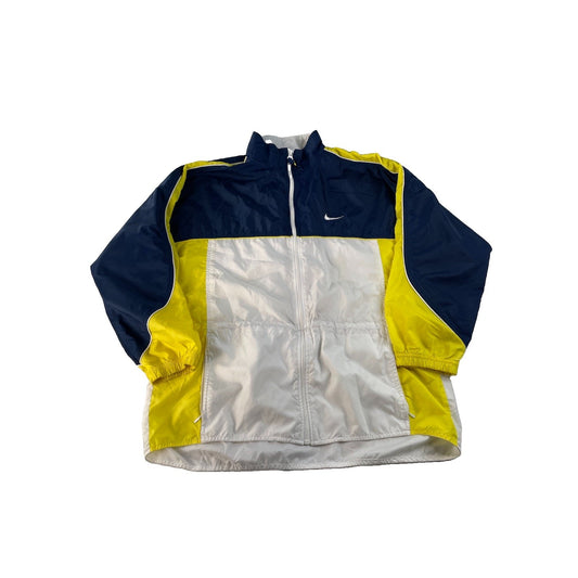 Nike Windbreaker Jacket Colorblock Full Zip Navy White Yellow Size M