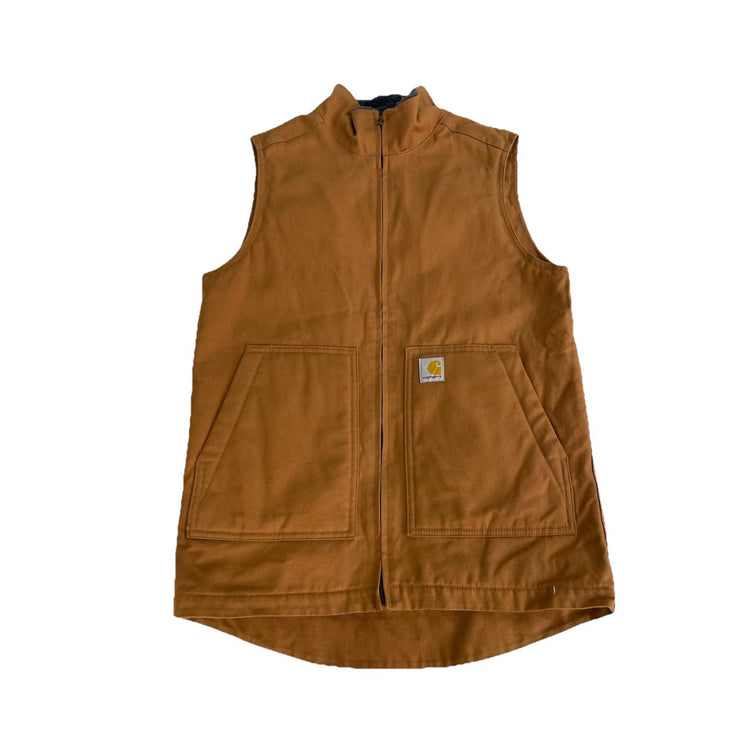 Womens Carhartt Tan Washed Duck Sherpa Lined Vest Size Large
