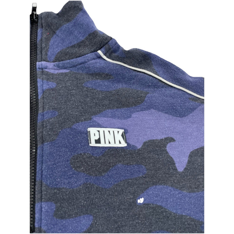 Womens Victoria Secret Blue Camo 1/2 Zip-up Sweatshirt Size S