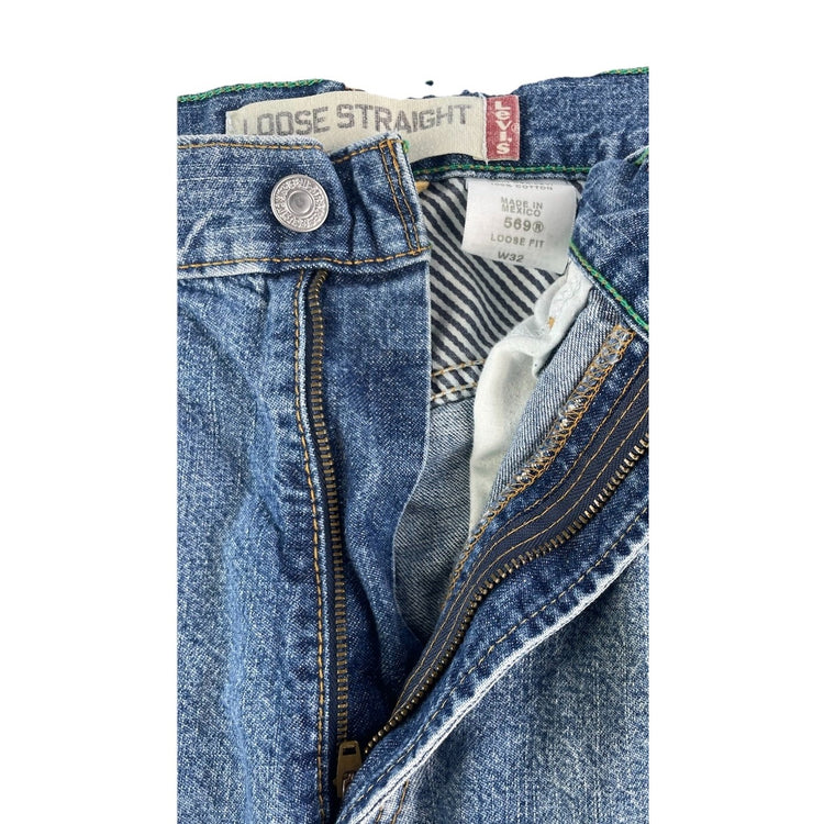 Mens Levis Loose Fit Light-medium Wash Jorts Size 32