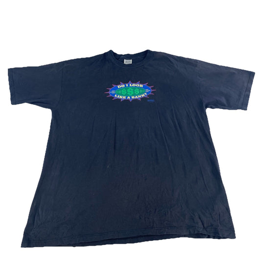 Mens Silver Mountain Sportswear Black Solid “Do I Look Like A Bank” Tee Size 2xl