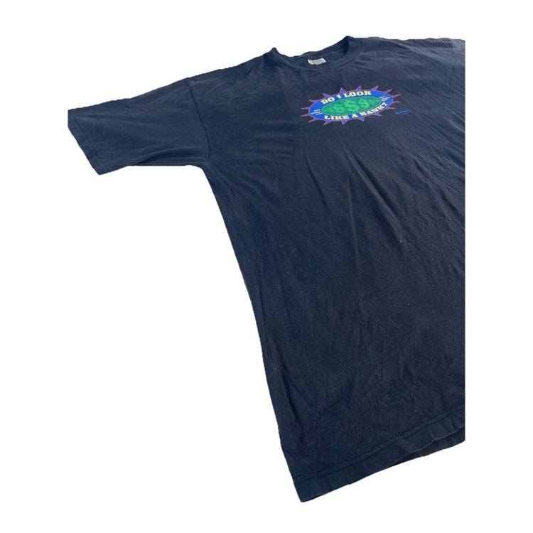 Mens Silver Mountain Sportswear Black Solid “Do I Look Like A Bank” Tee Size 2xl