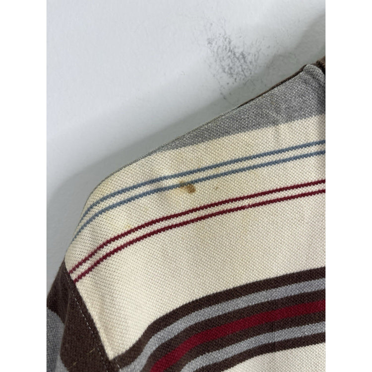 Men’s Vintage Y2K Eckō Unltd Brown Striped Polo Long Sleeve Shirt Sz L