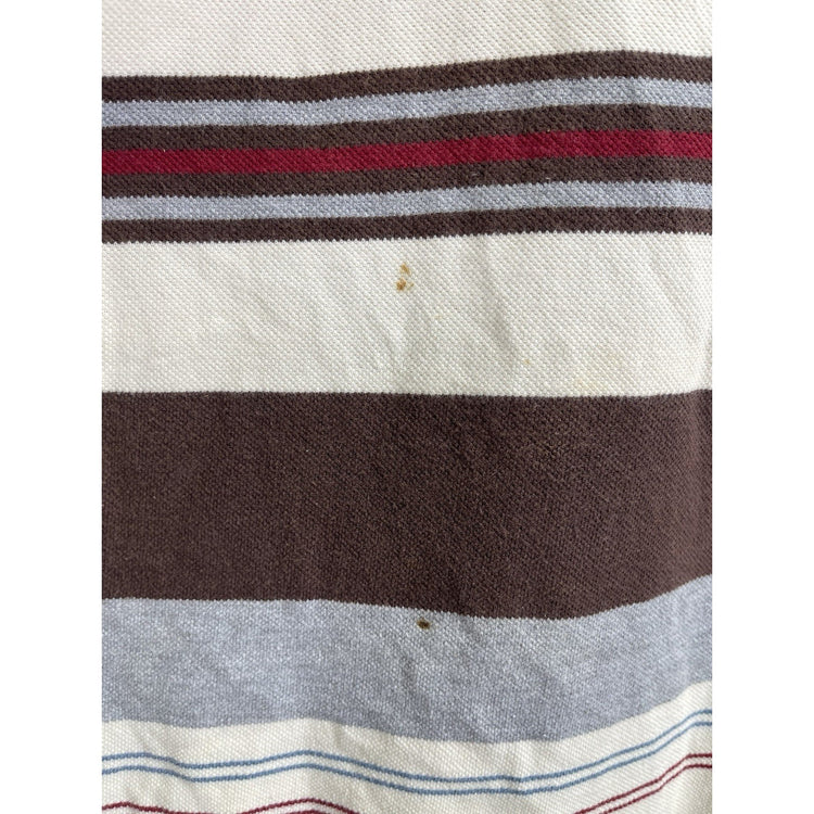 Men’s Vintage Y2K Eckō Unltd Brown Striped Polo Long Sleeve Shirt Sz L