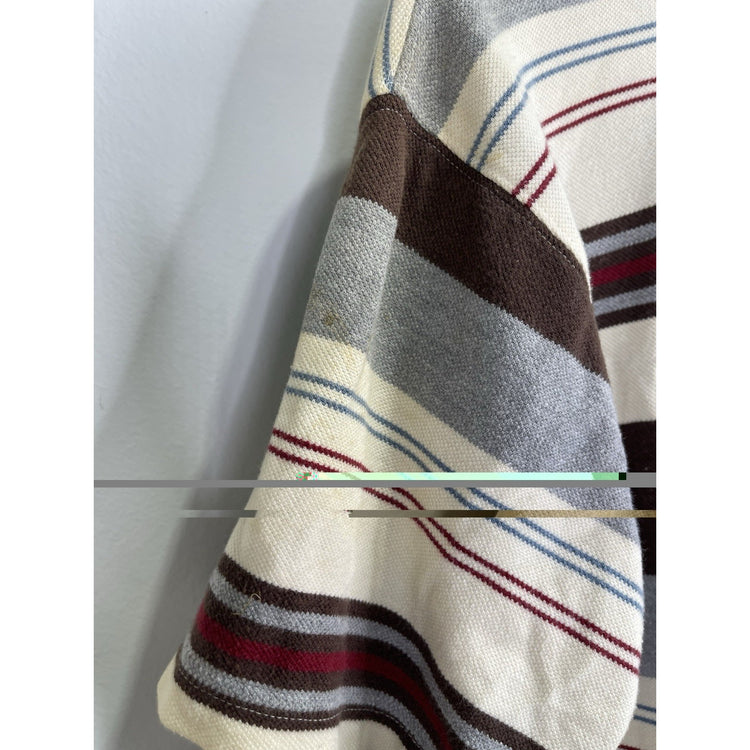 Men’s Vintage Y2K Eckō Unltd Brown Striped Polo Long Sleeve Shirt Sz L