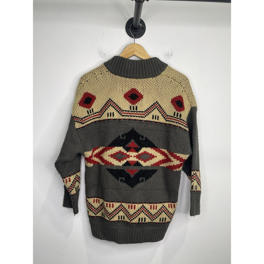 Adult VTG Obey 100% Acrylic Geometric Cardigan Zip Up Sz S