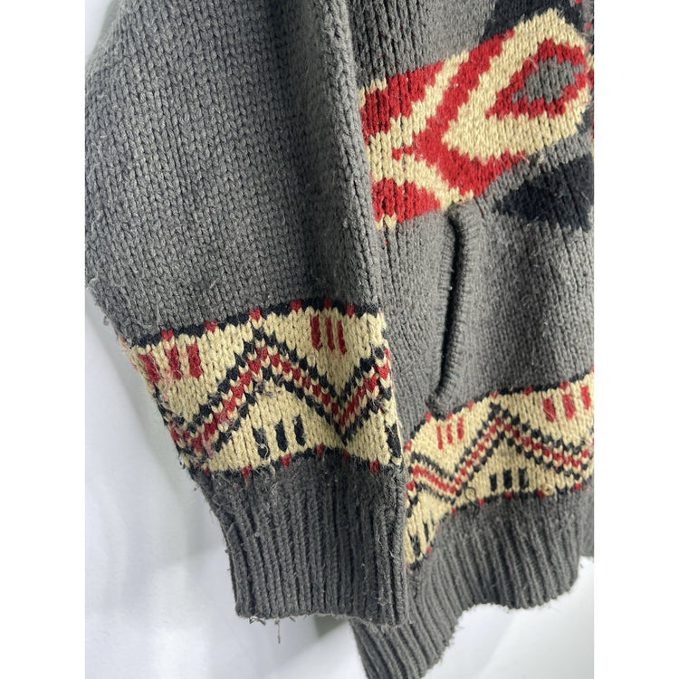 Adult VTG Obey 100% Acrylic Geometric Cardigan Zip Up Sz S