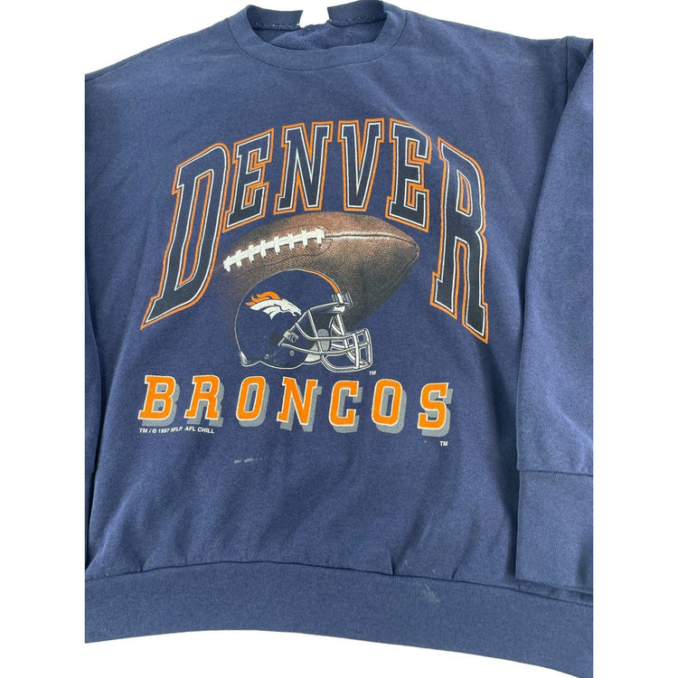 Mens Vintage Denver Broncos Crewneck Sweatshirt Size XL
