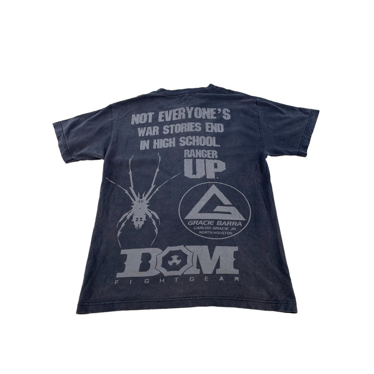 Mens Ranger Up Faded Charcoal Gray Gracie Barra BJJ MMA Fight Graphic Tee SIZE M