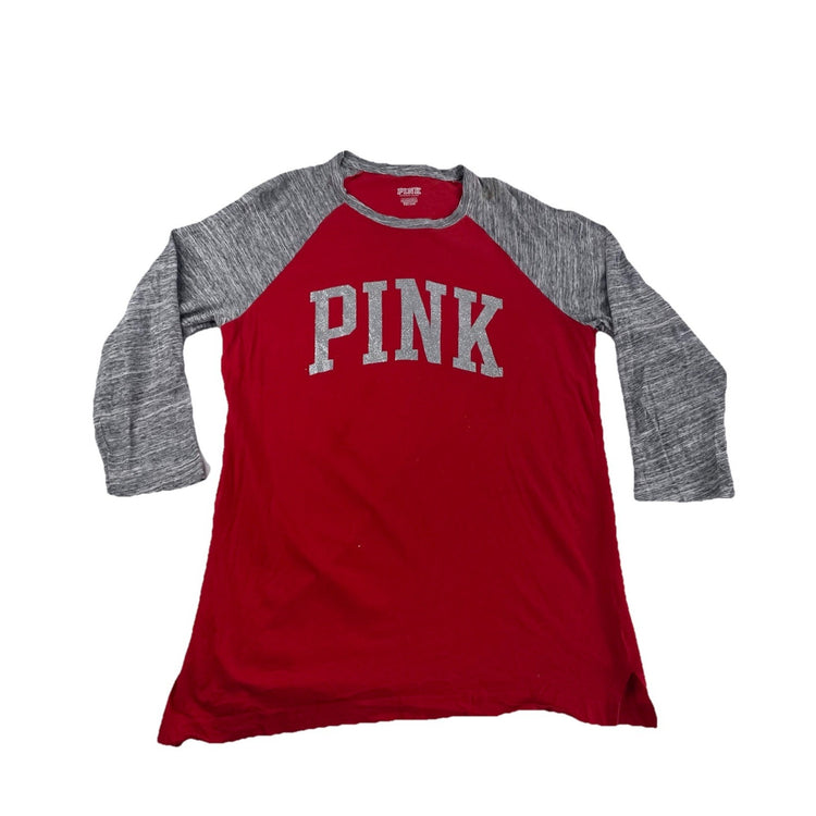 Womens Victoria’s Secret PINK Red & Grey Longsleeve Shirt Size Small
