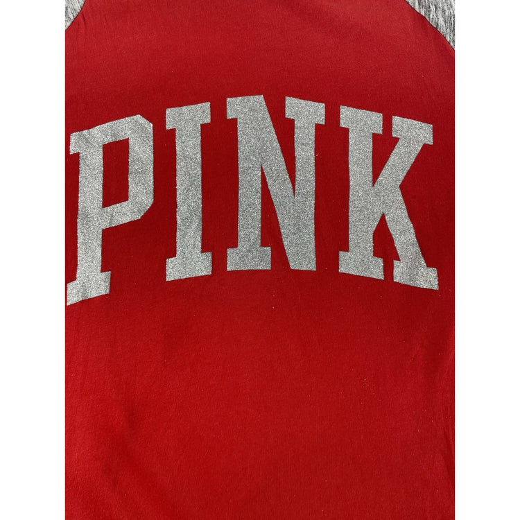 Womens Victoria’s Secret PINK Red & Grey Longsleeve Shirt Size Small