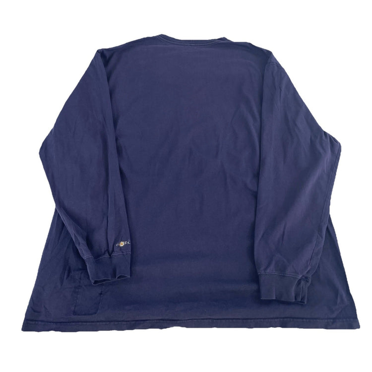 Mens Carhartt Dark Navy Blue Longsleeve Blank Solid Shirt Size 2Xl