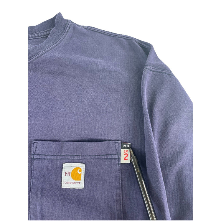 Mens Carhartt Dark Navy Blue Longsleeve Blank Solid Shirt Size 2Xl