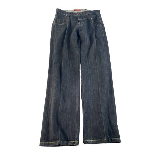 Men's Ed Hardy Black with Red Graphic Logo Straight Denim Jeans Size 32x34