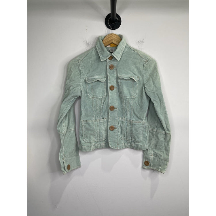 Tulle Petite Women’s Light Blue Corduroy Jacket Button Front Retro Style Sz M