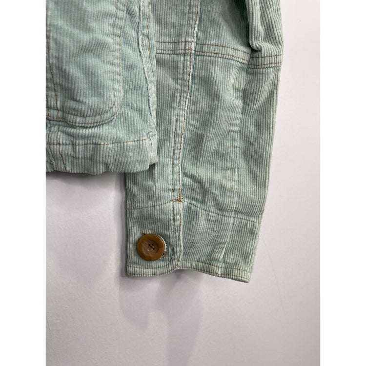Tulle Petite Women’s Light Blue Corduroy Jacket Button Front Retro Style Sz M