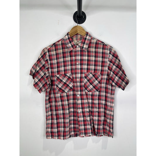 Vintage Men’s 80s Flannel Fruit of the Loom Tag Plaid Red White Black Sz M