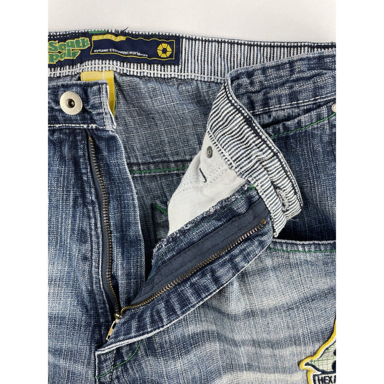 Mens Vintage Southpole Y2K Striped Pocket Baggy Denim Jeans Size 34
