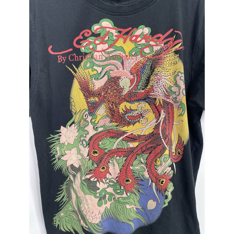 Vintage/Y2k Ed Hardy Christian Audigier Black Rhinestone T-shirt Sz Medium
