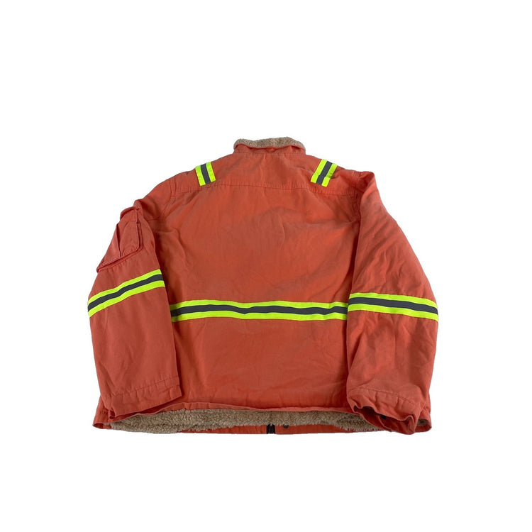 Mens Carhartt High Visibility Orange Safety Jacket Sherpa Collar Size Xl