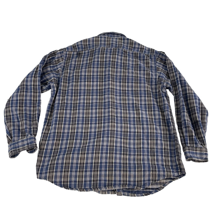 Mens Carhartt Blue & Gray Plaid Button Down Long Sleeve Shirt Size Large