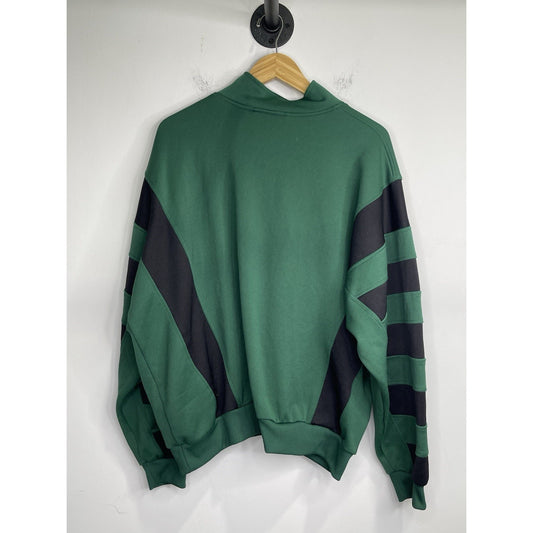 Mens VTG Adidas Sweatshirt Green Black Striped Sleeve Long Sleeve Pullover Sz XL