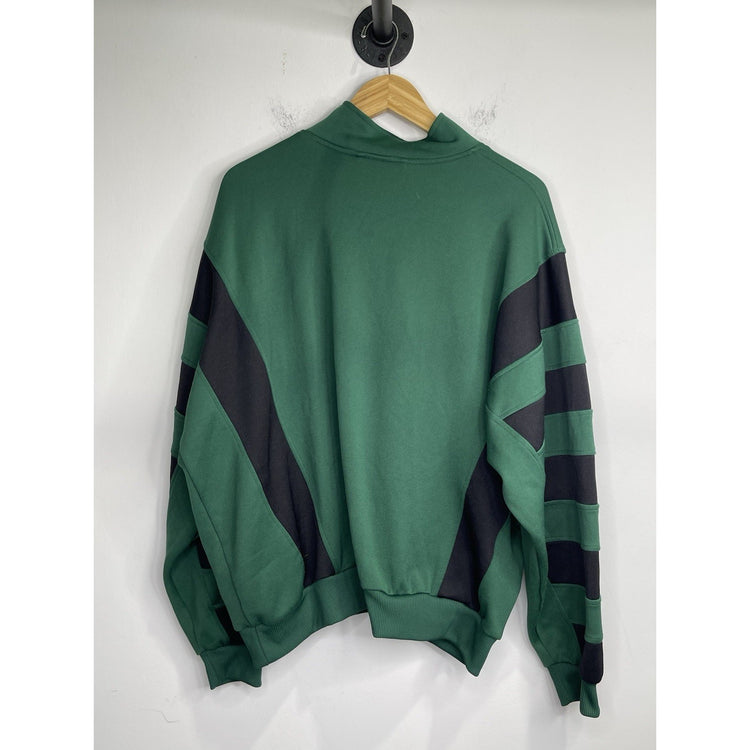 Mens VTG Adidas Sweatshirt Green Black Striped Sleeve Long Sleeve Pullover Sz XL